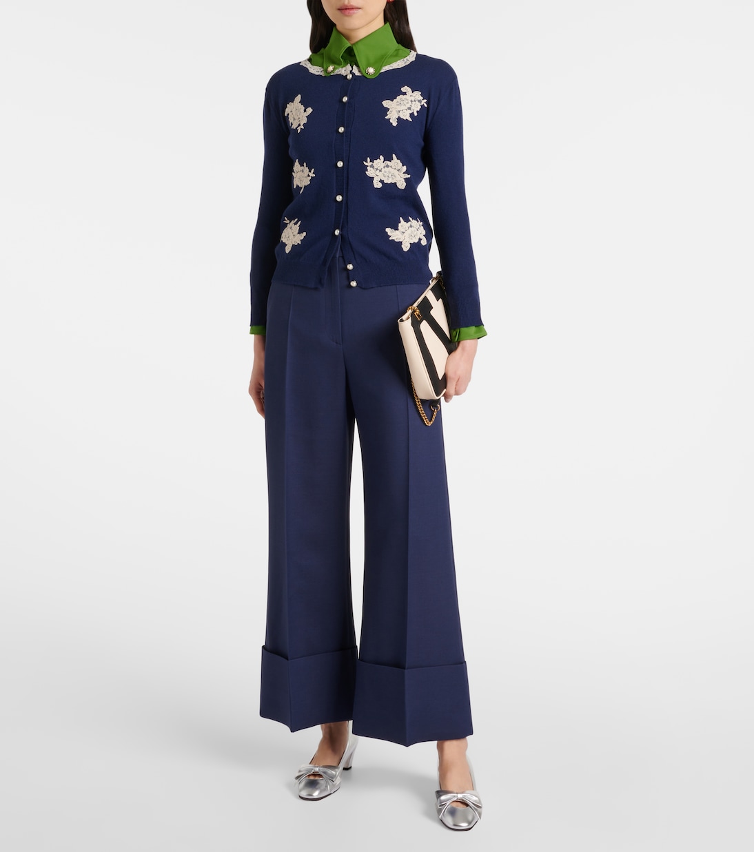 Lace-trimmed virgin wool cardigan | Valentino