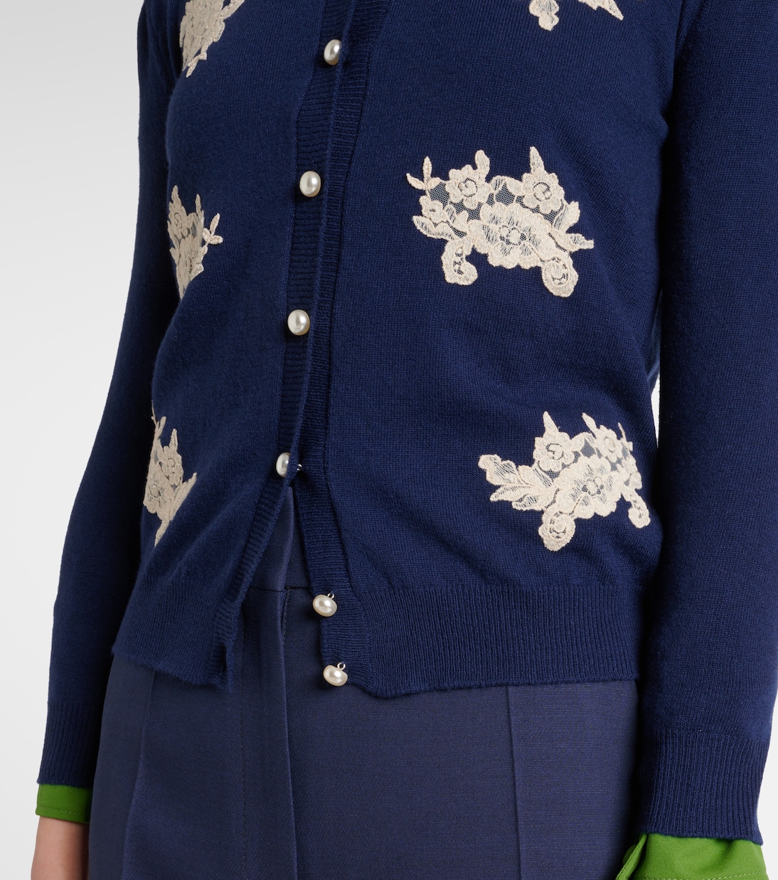 Lace-trimmed virgin wool cardigan | Valentino