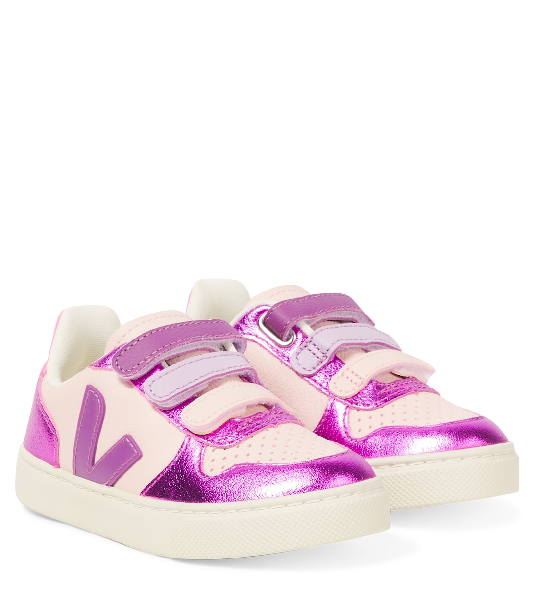 Baskets V-10 en cuir métallisé | Veja Kids