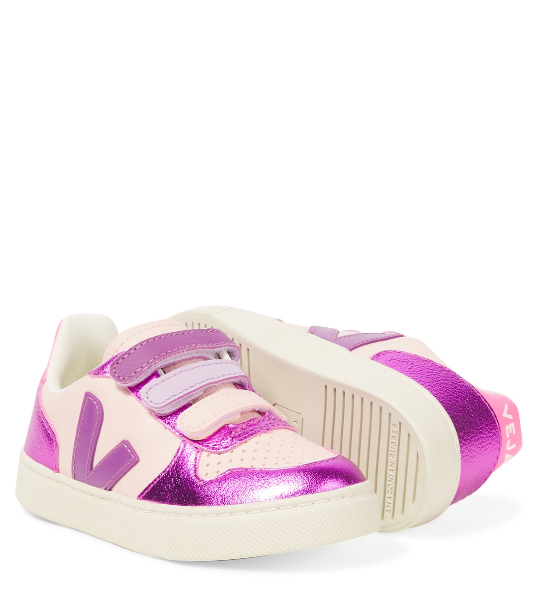 Baskets V-10 en cuir métallisé | Veja Kids