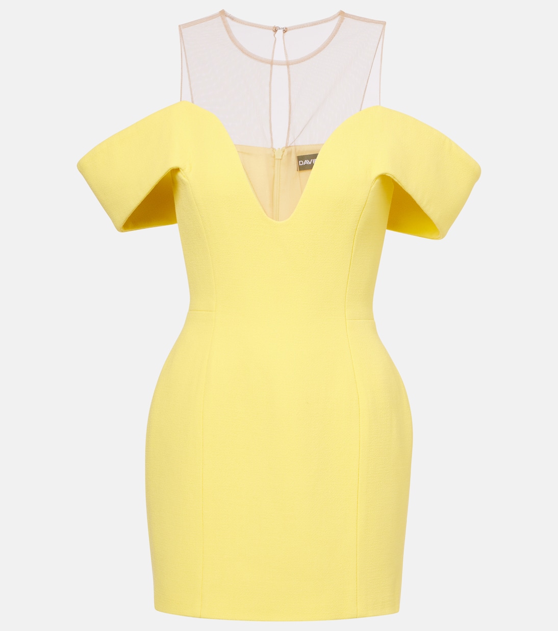 Abito corto off-shoulder in crêpe di lana | David Koma