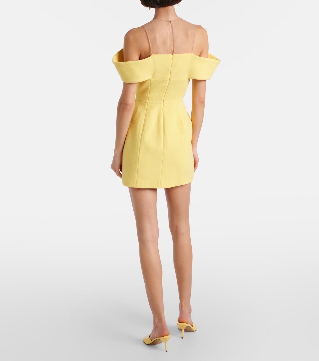 Abito corto off-shoulder in crêpe di lana | David Koma