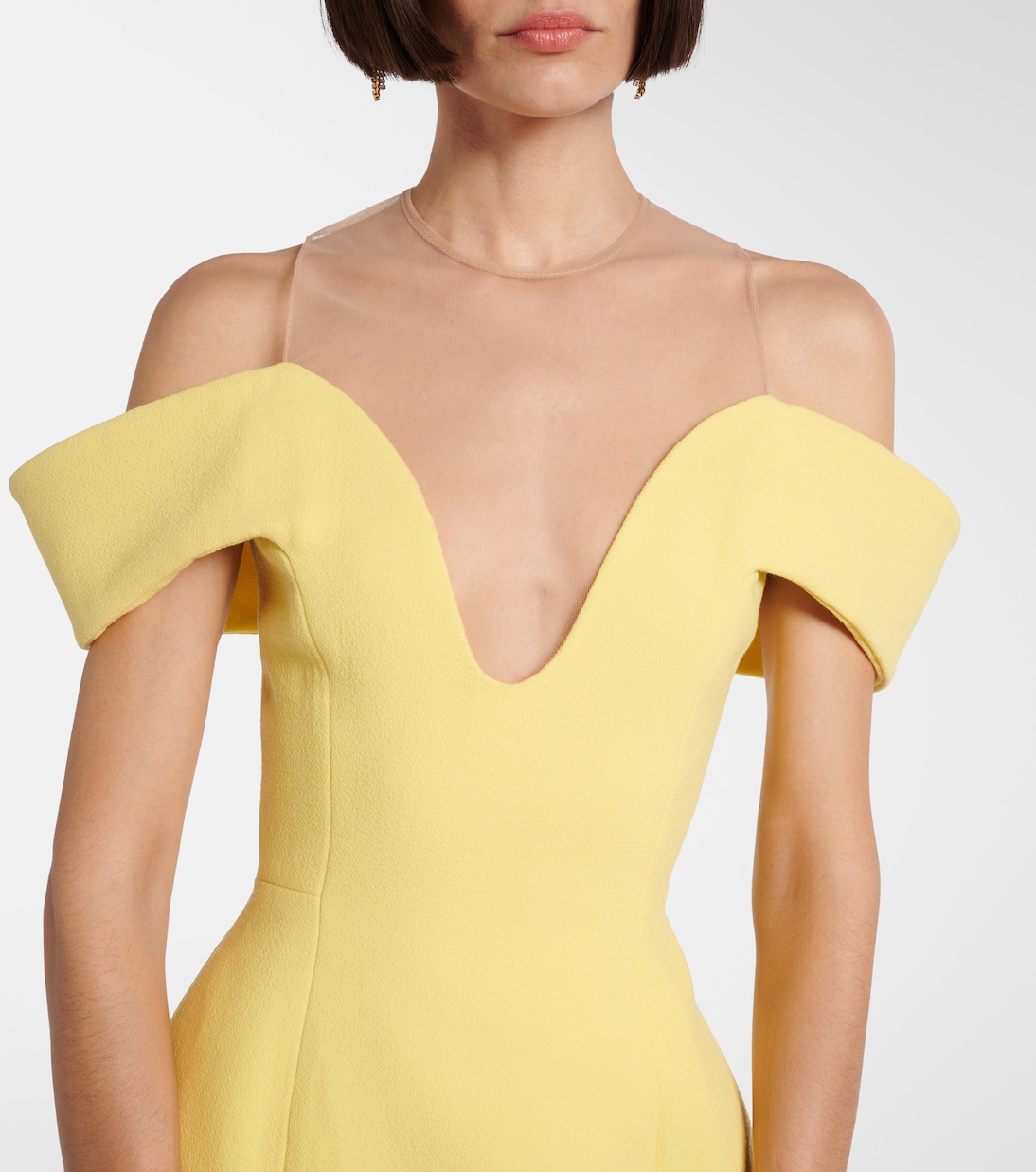 Abito corto off-shoulder in crêpe di lana | David Koma