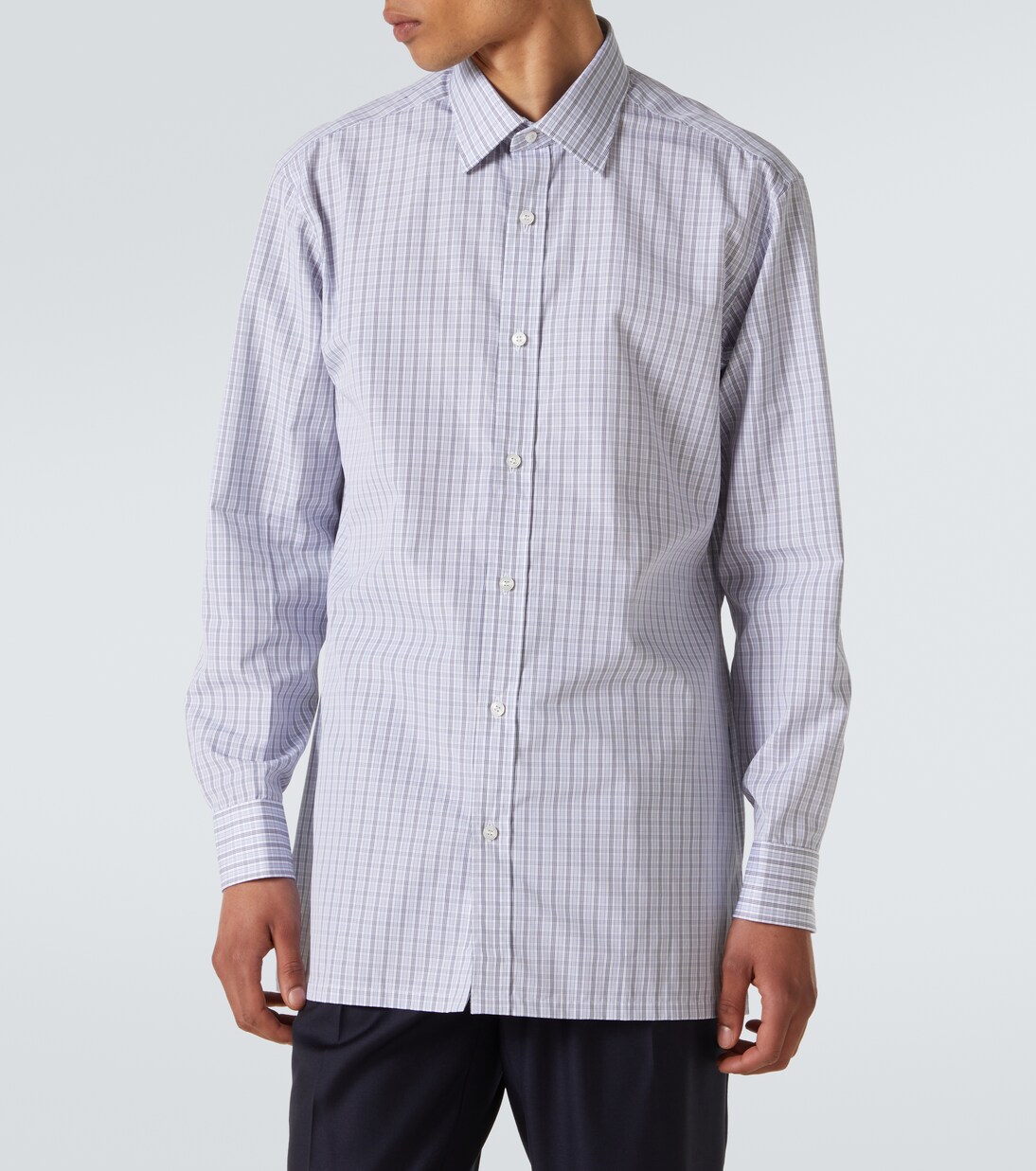 Camisa en popelín de algodón a cuadros | Charvet