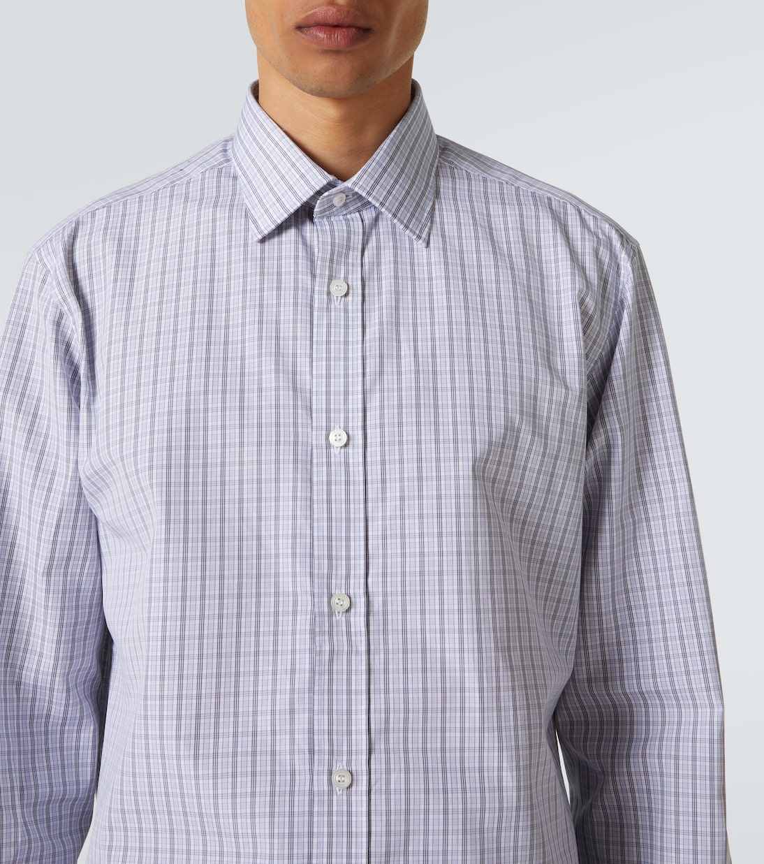 Camisa en popelín de algodón a cuadros | Charvet