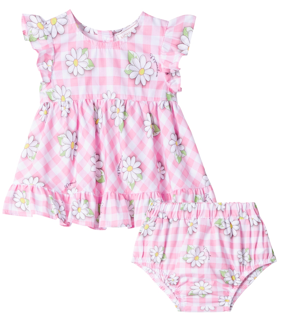 Baby cotton poplin dress and bloomers set | Monnalisa