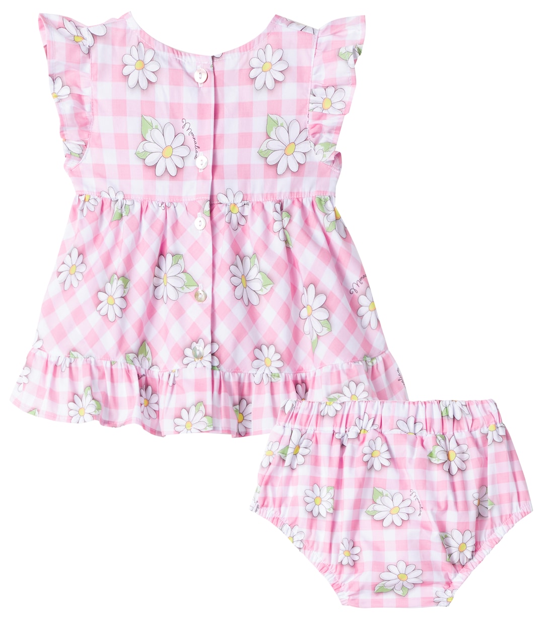 Baby cotton poplin dress and bloomers set | Monnalisa