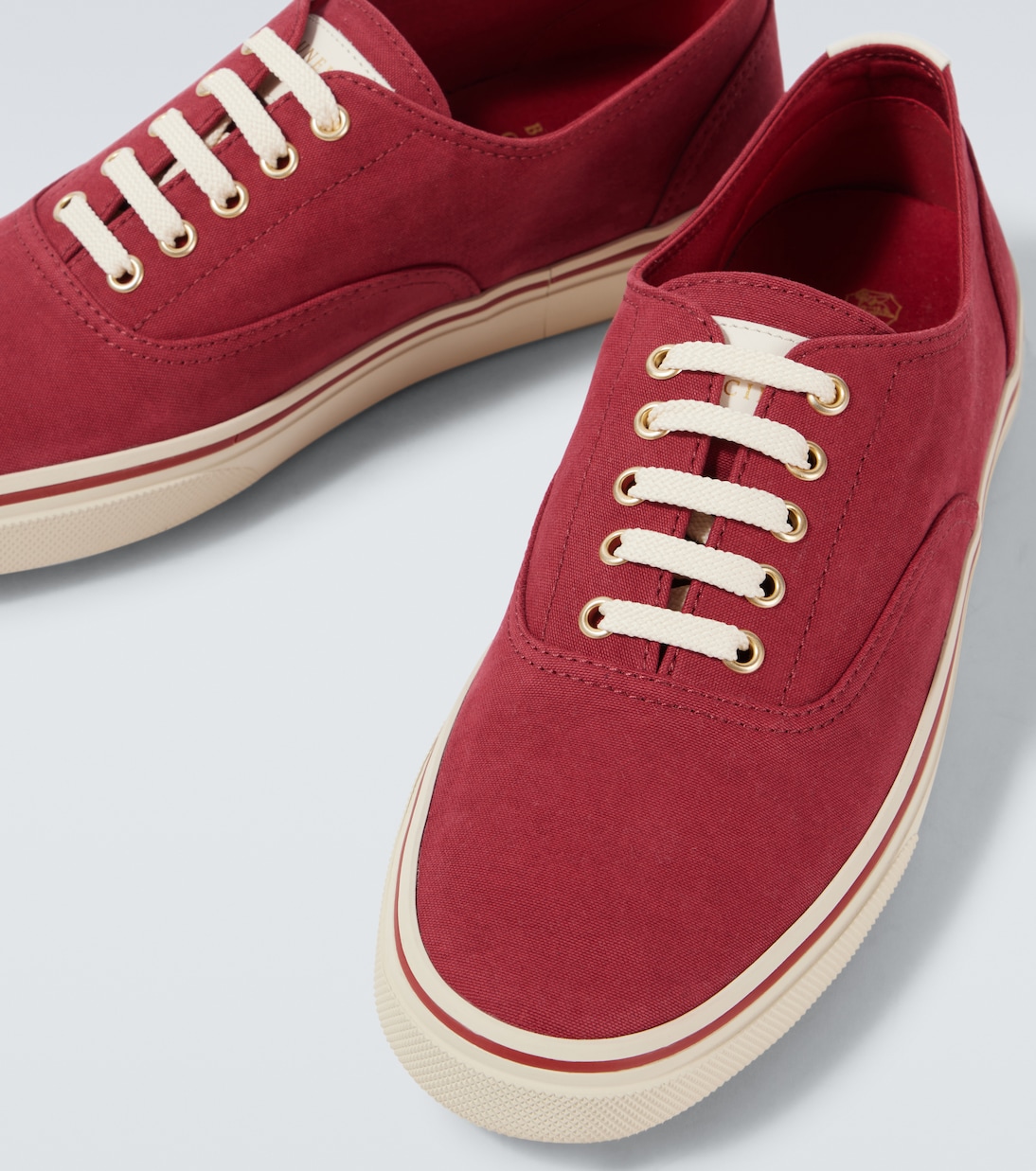 Sneakers aus Canvas mit Leder | Brunello Cucinelli