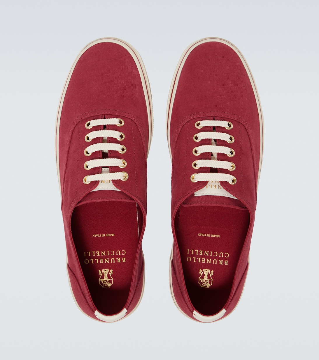 Sneakers aus Canvas mit Leder | Brunello Cucinelli