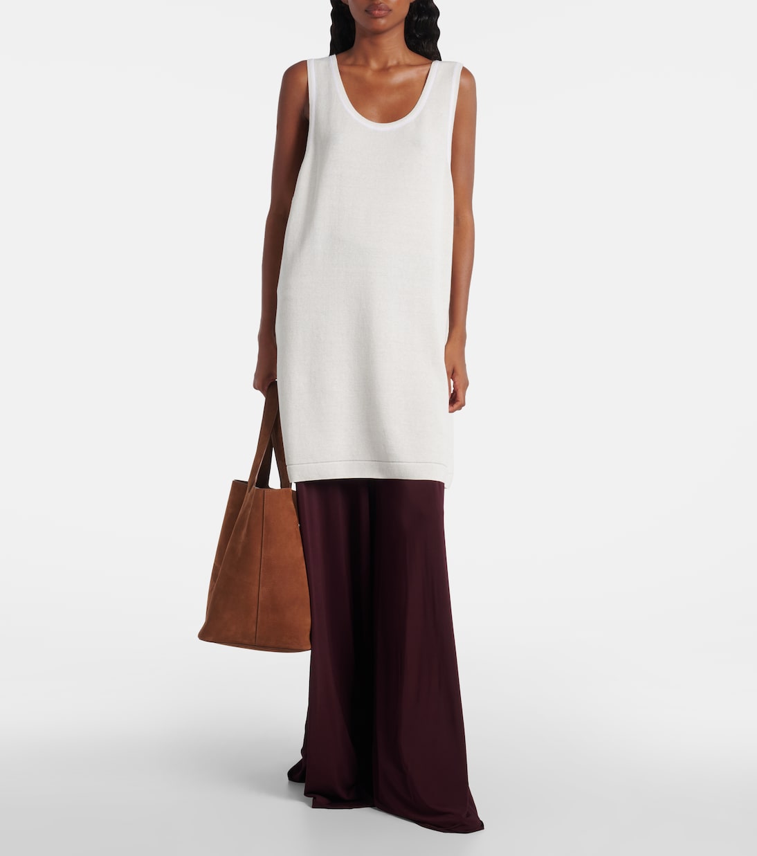 Robe midi en coton et laine mélangés | Alaïa
