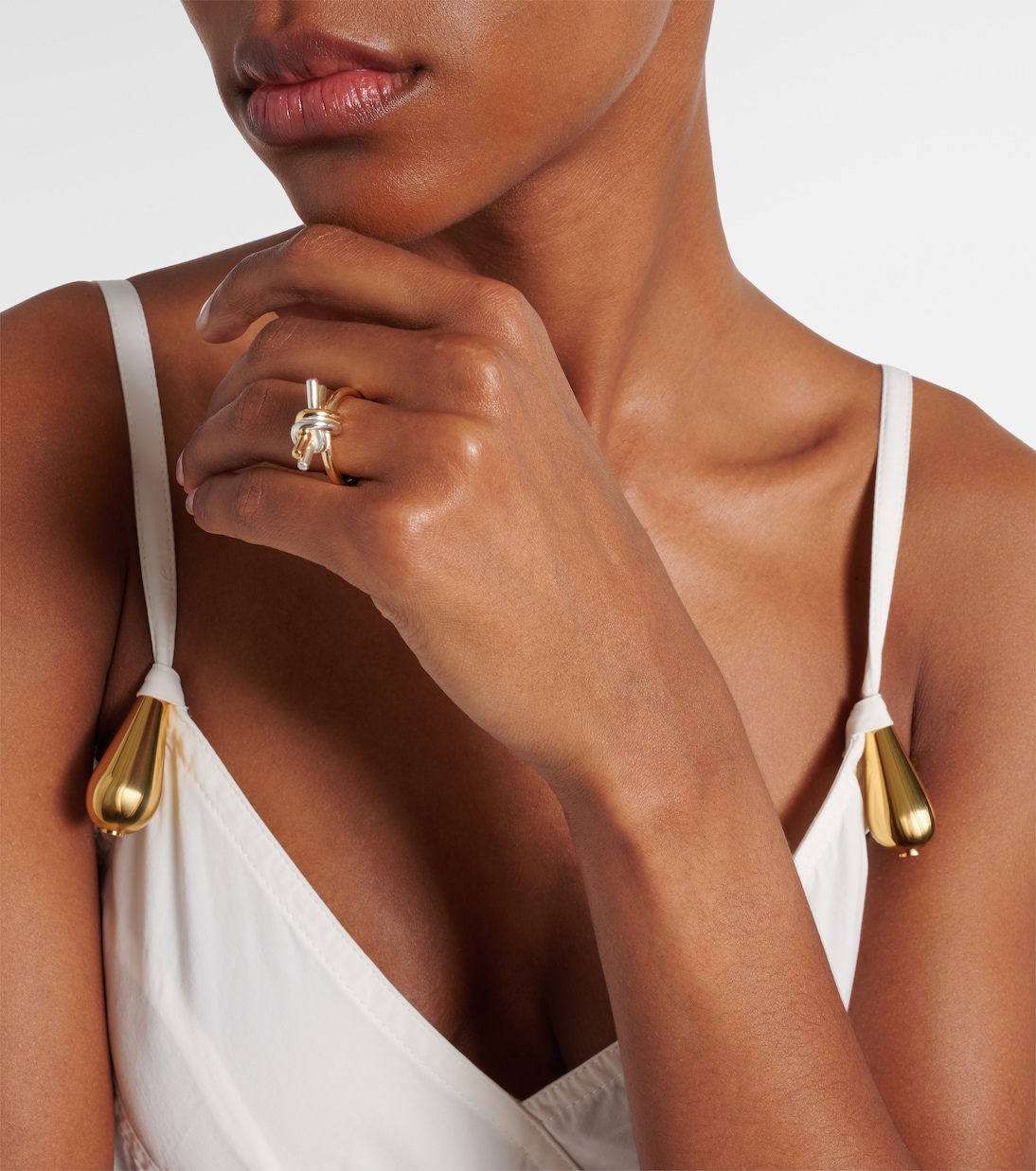 Knot gold-plated sterling silver ring | Bottega Veneta