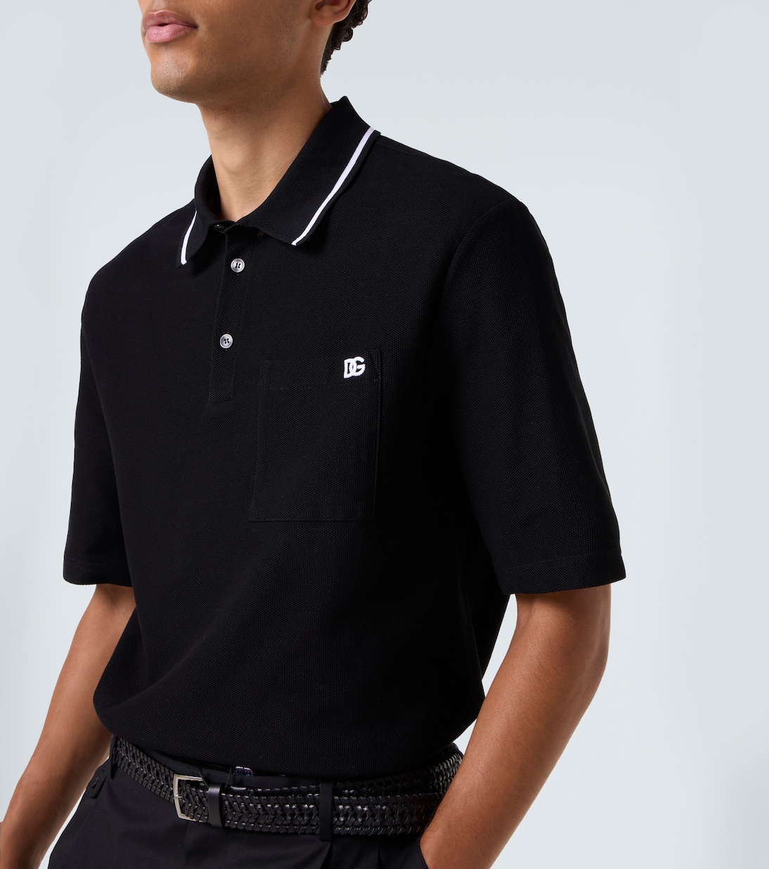 DG embroidered cotton polo shirt | Dolce&Gabbana