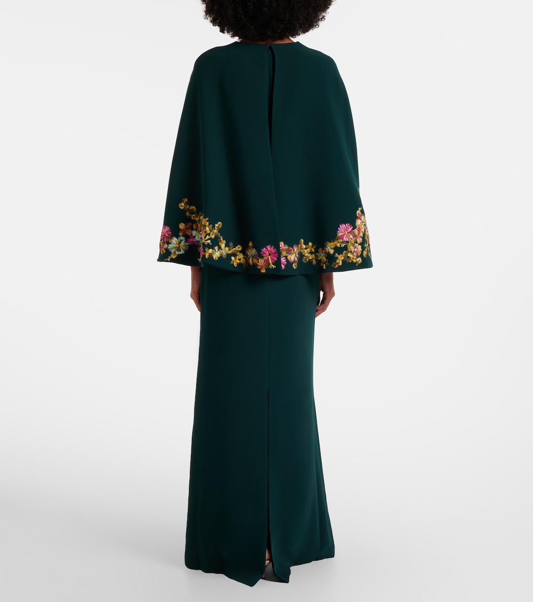 Caped embellished crêpe gown | Costarellos