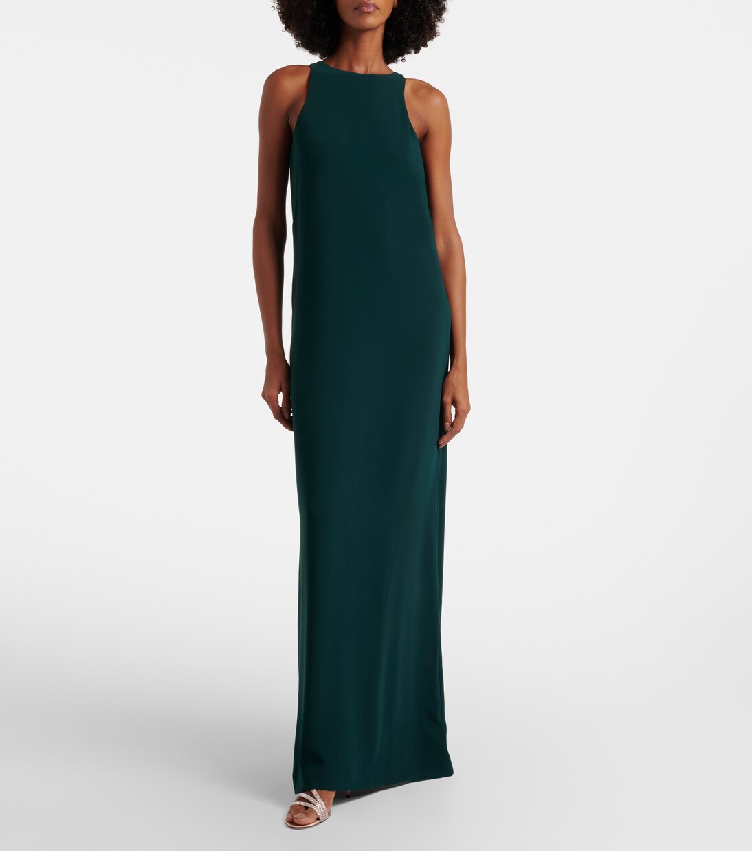 Caped embellished crêpe gown | Costarellos