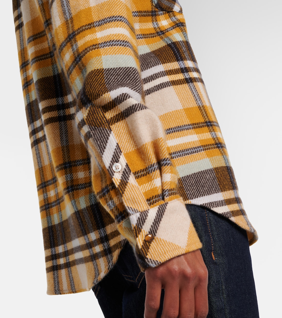 Chemise Abundance Tartan en cachemire et œil-de-tigres | God's True Cashmere