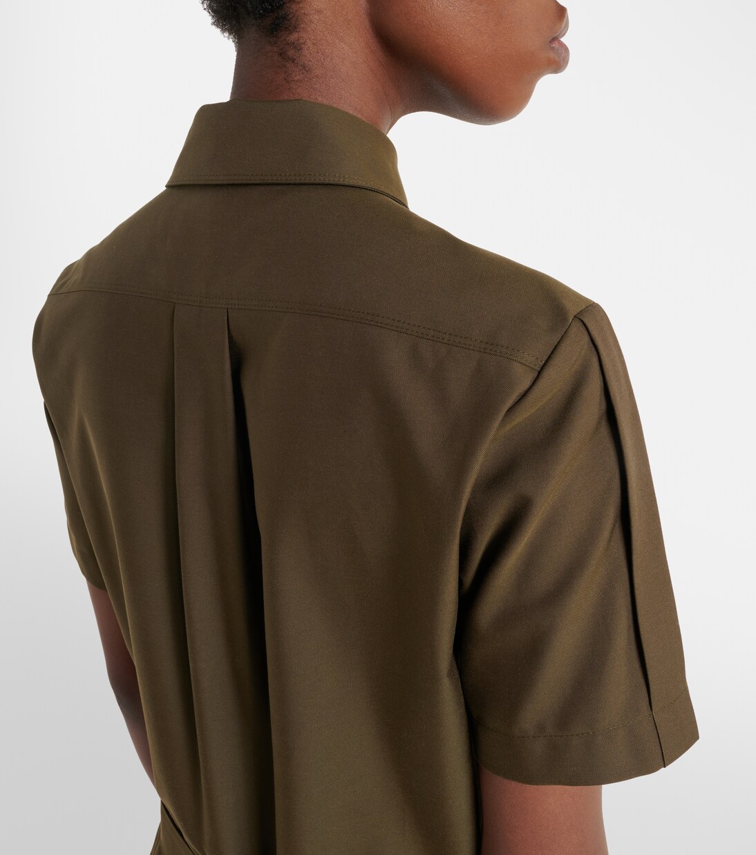 Abito chemisier in misto cotone plissé con cintura | Loewe