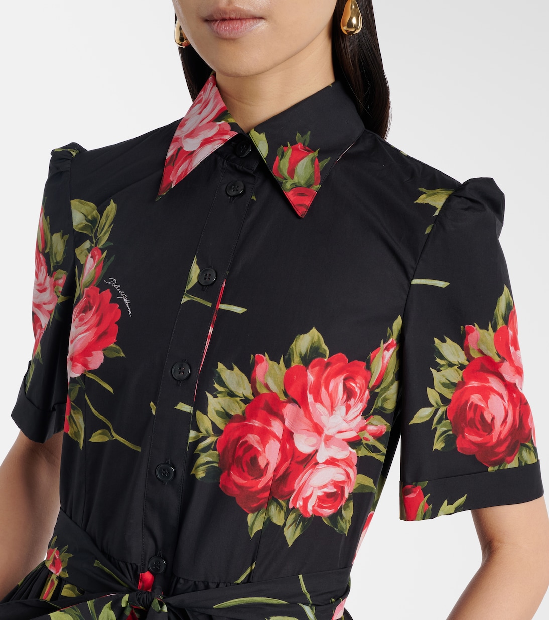 Midikleid aus Baumwolle mit Gürtel | Dolce&Gabbana