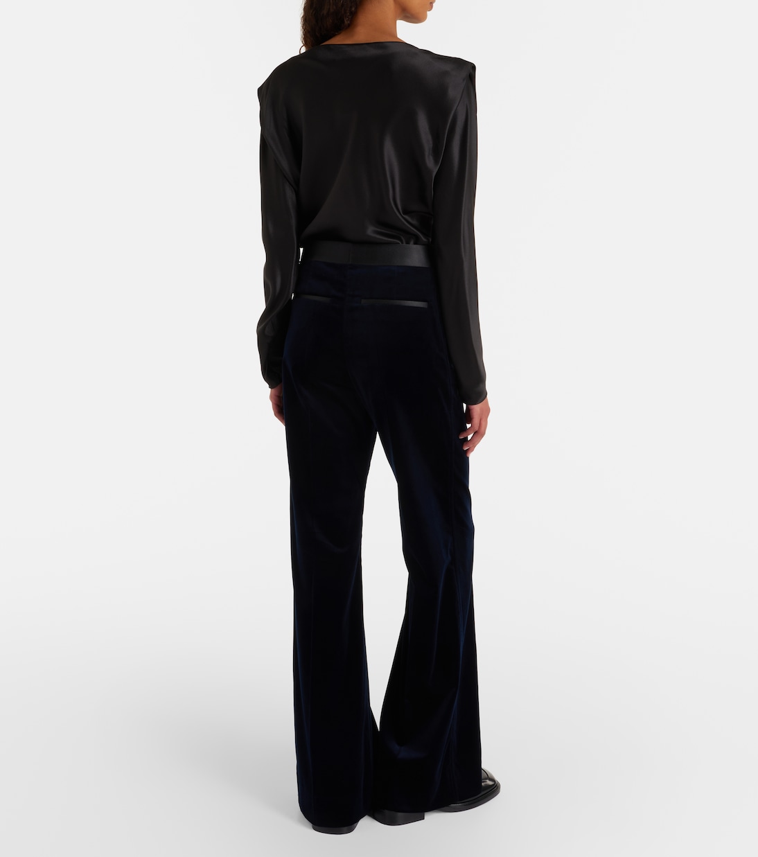Pantalon ample en velours et satin | Victoria Beckham