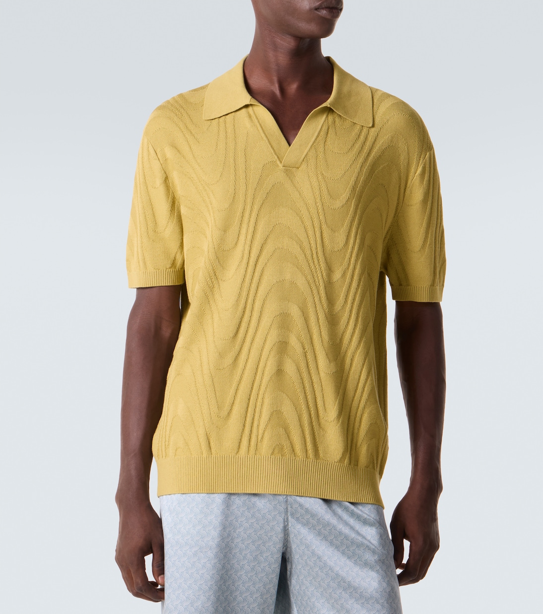 Rino cotton and silk jacquard polo shirt | Frescobol Carioca
