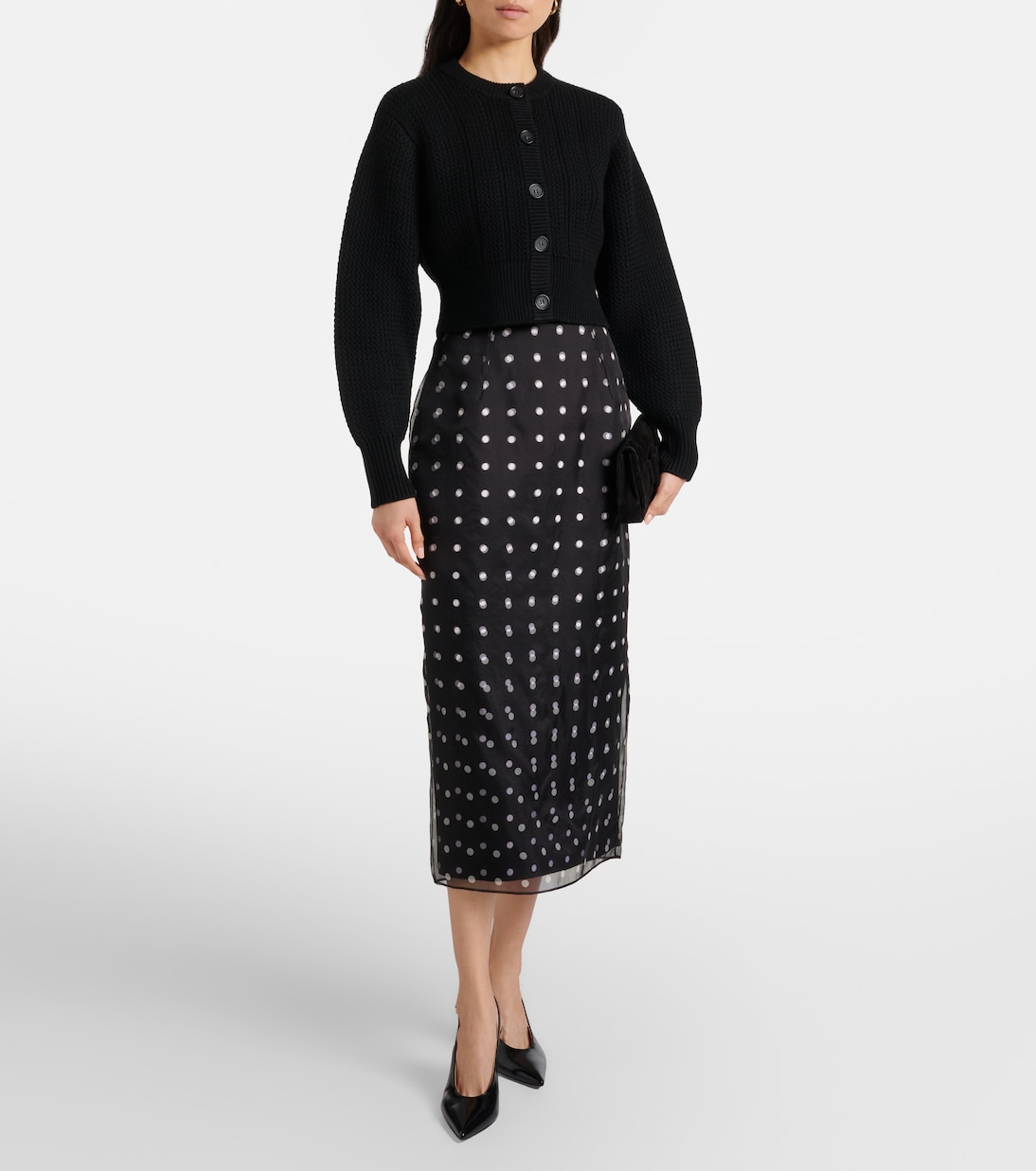 Bethan polka-dot silk taffeta pencil skirt | Emilia Wickstead