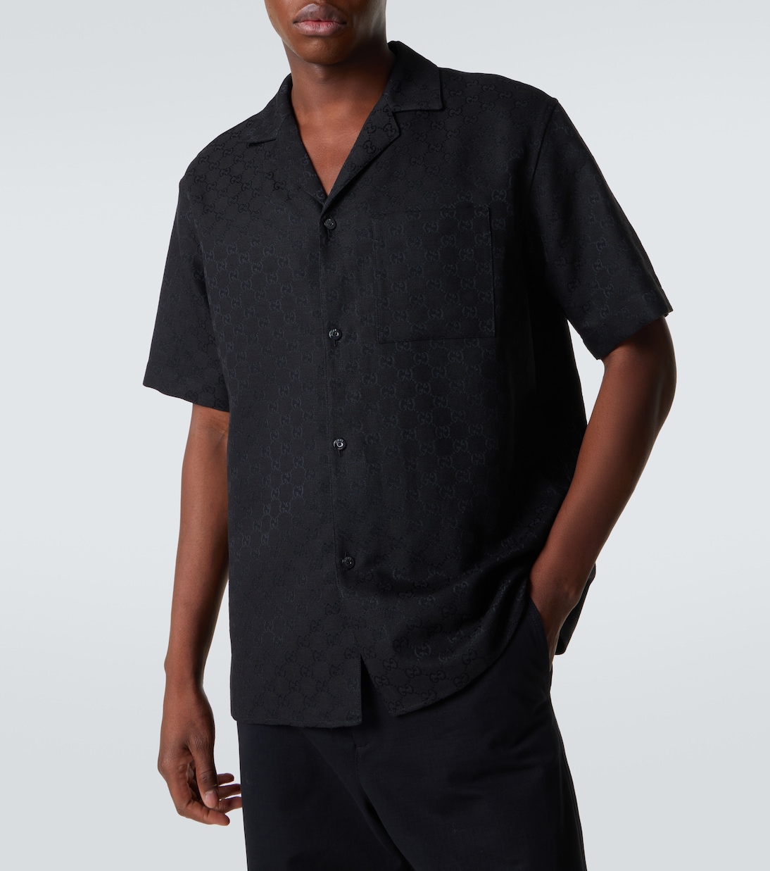 Camicia da bowling in GG Canvas in misto lino | Gucci