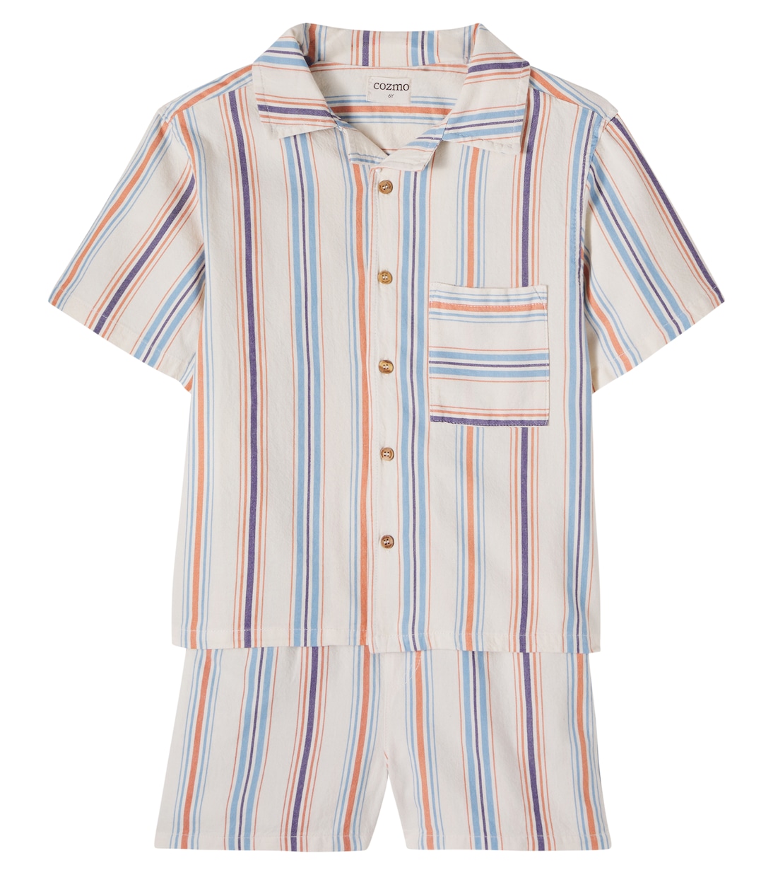 Iro striped cotton bowling shirt and shorts set | Cozmo