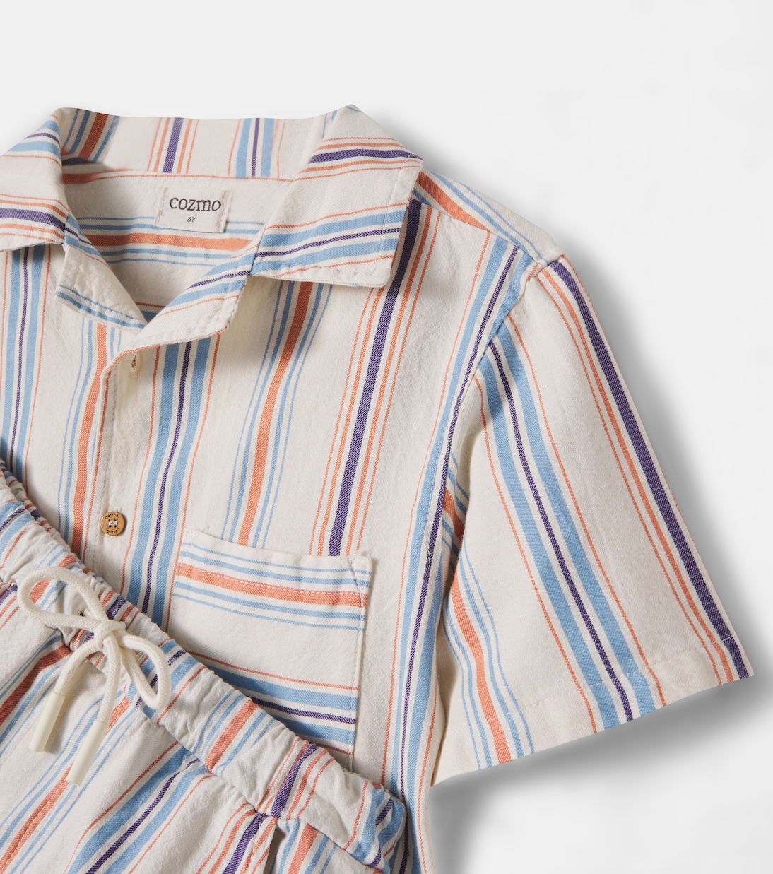 Iro striped cotton bowling shirt and shorts set | Cozmo