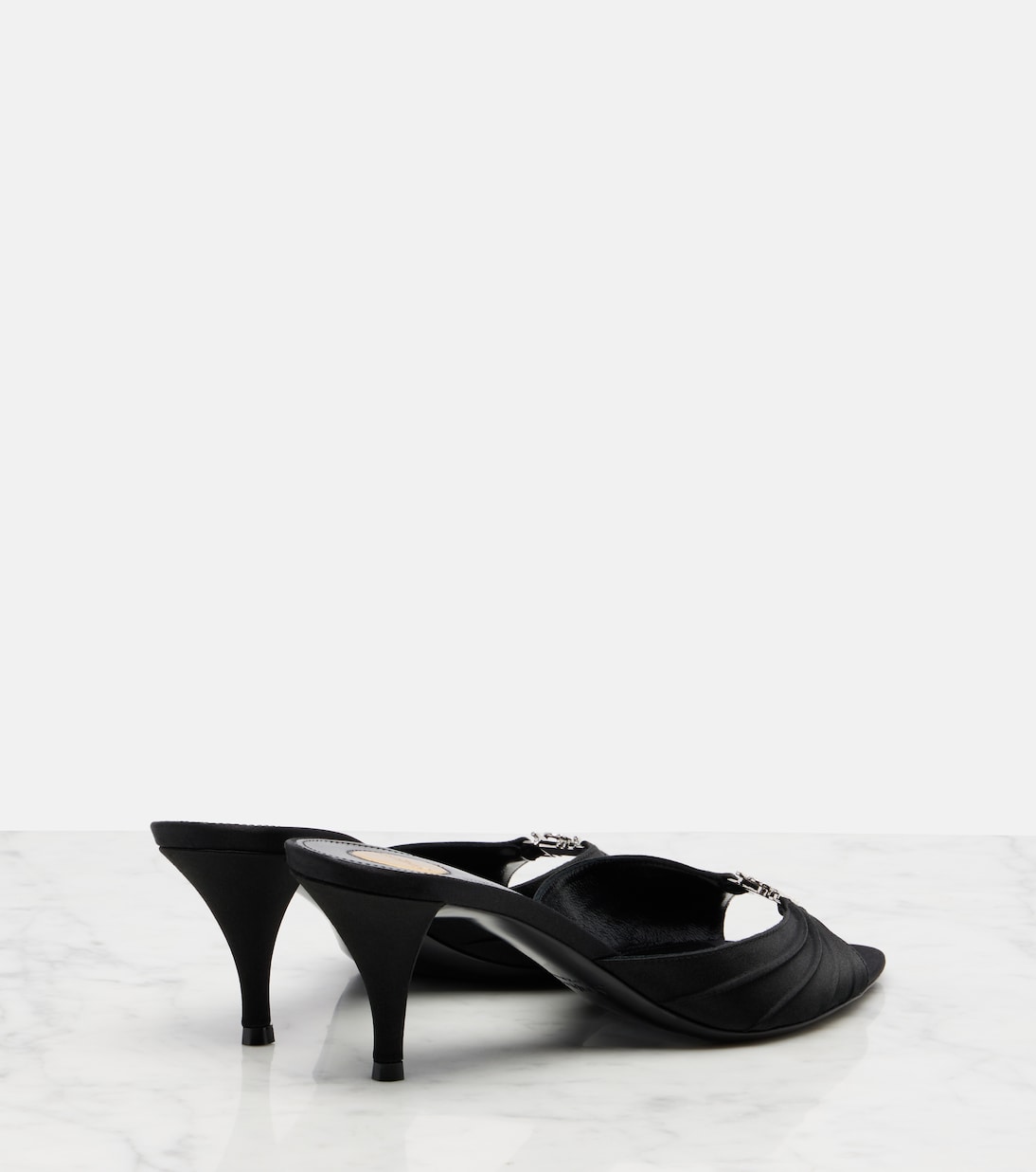 Jerry 60 embellished crêpe satin mules | Saint Laurent