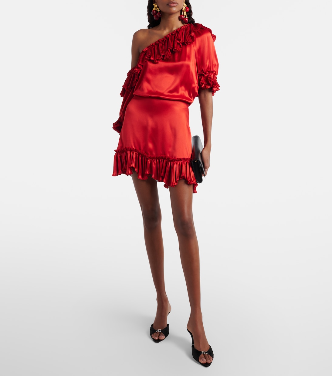 Jerry 60 embellished crêpe satin mules | Saint Laurent