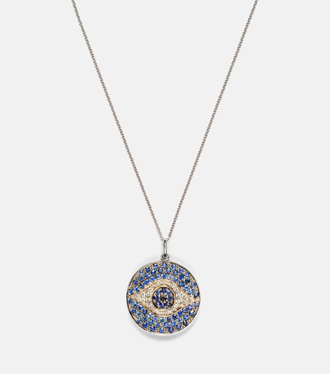 Collana Dawn in oro bianco 18kt con diamanti e zaffiri | Ileana Makri