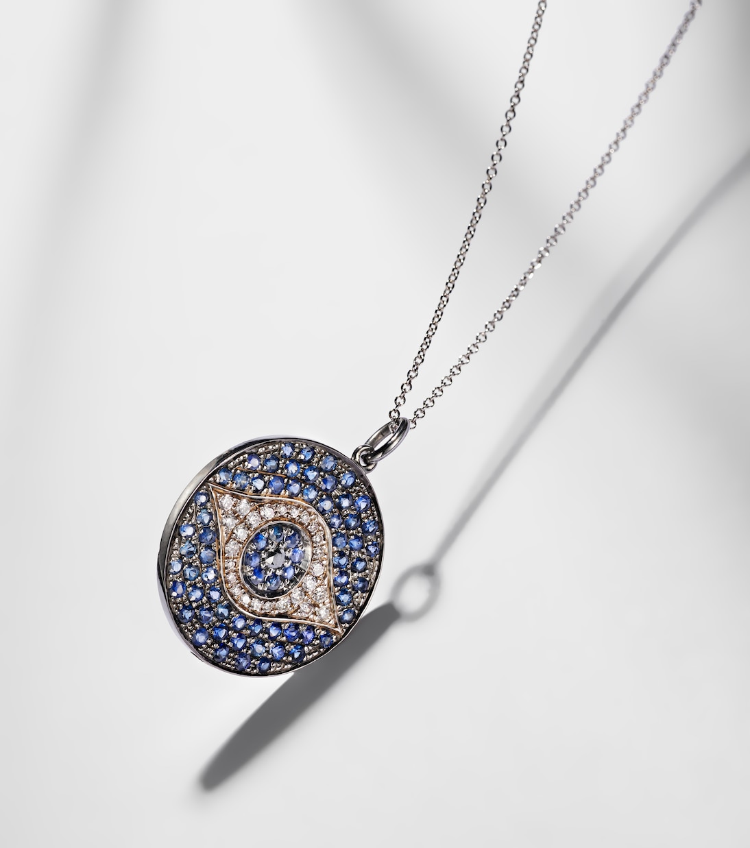 Collana Dawn in oro bianco 18kt con diamanti e zaffiri | Ileana Makri