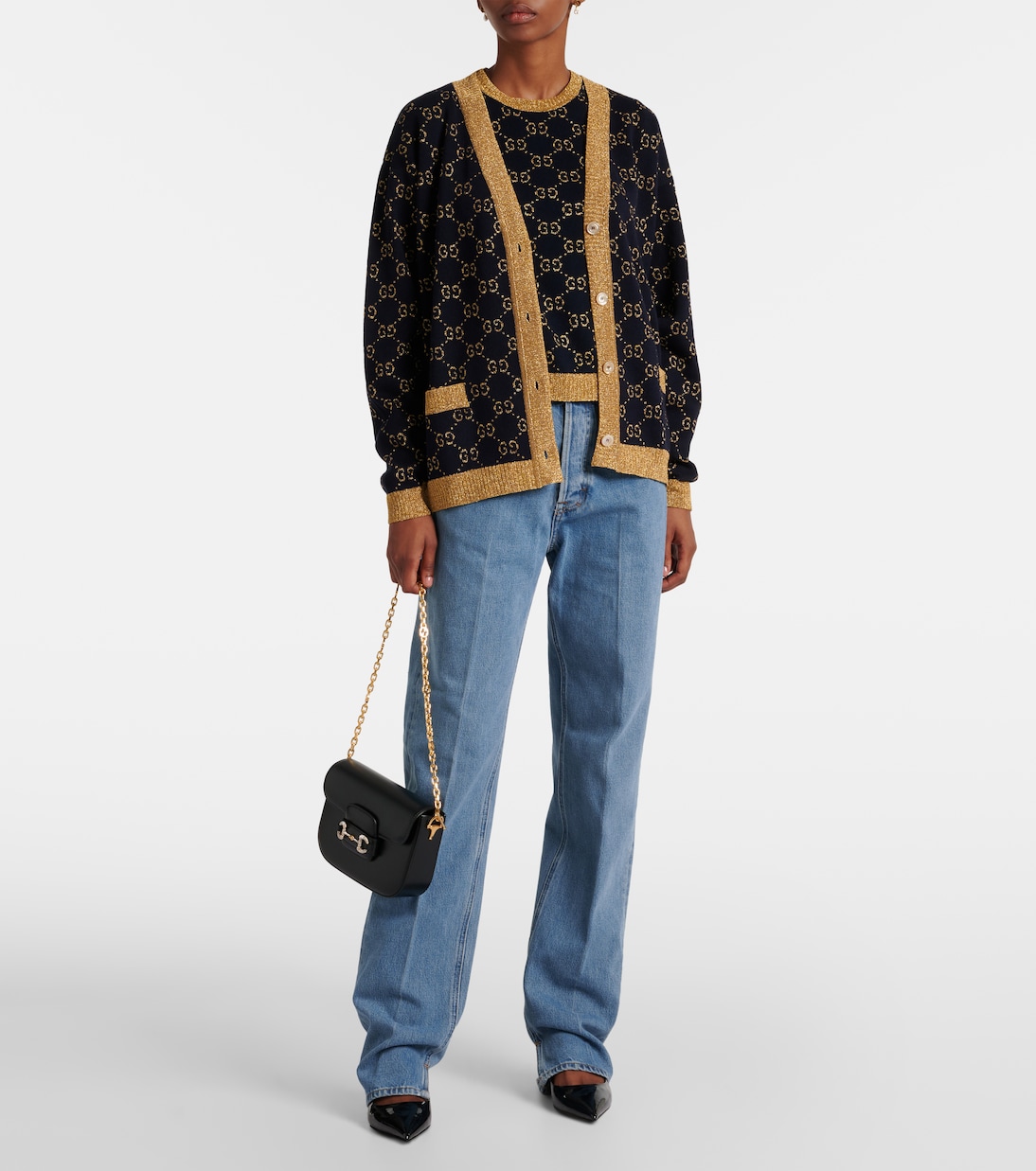 Cárdigan en mezcla de algodón y lamé | Gucci