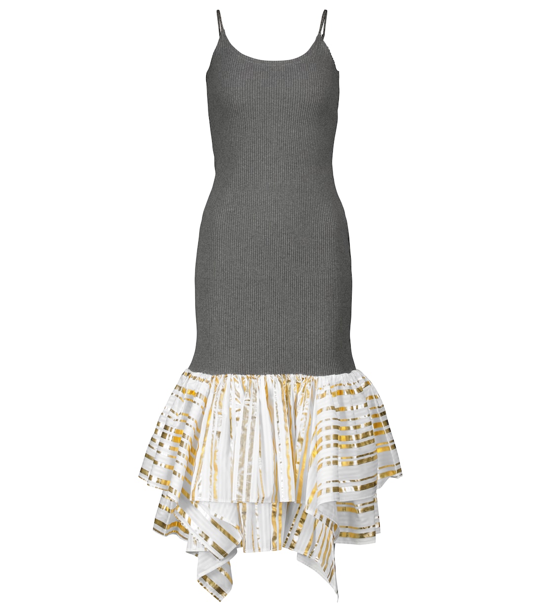 Vestido midi de algodón y satén | JW Anderson