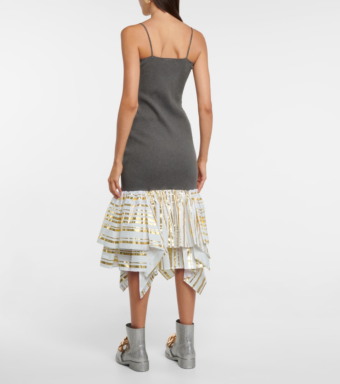 Vestido midi de algodón y satén | JW Anderson
