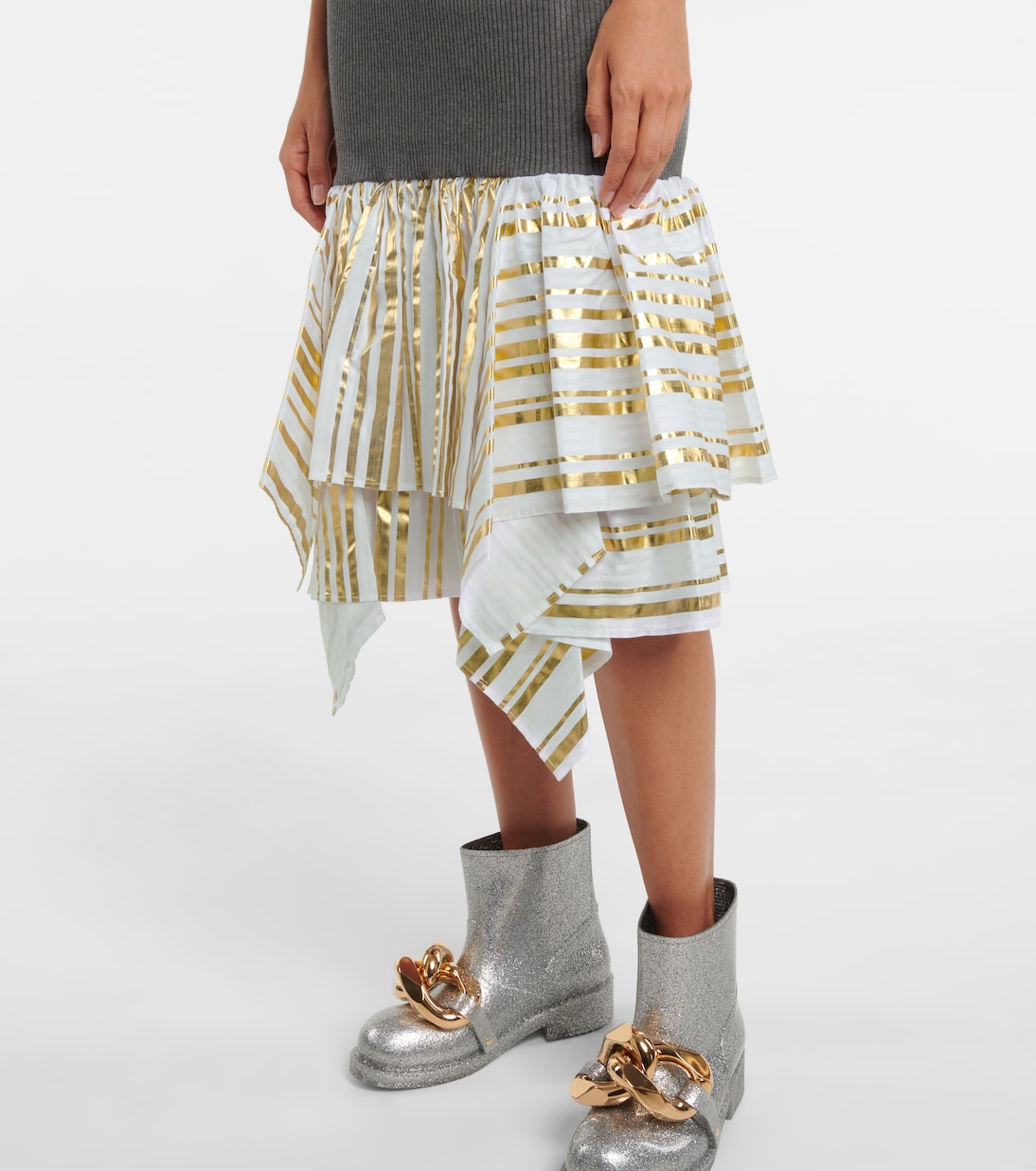 Vestido midi de algodón y satén | JW Anderson