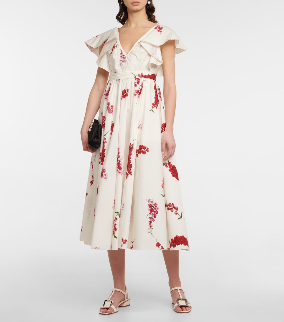 Abito midi in cotone con stampa floreale | Giambattista Valli