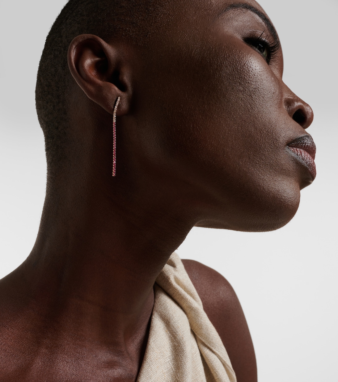 Boucles d’oreilles Single Thread Drop en or rose 18 ct et diamants | Shay Jewelry