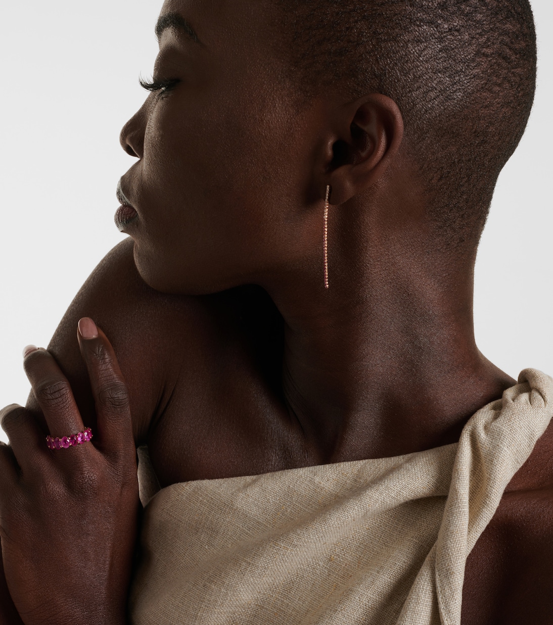 Boucles d’oreilles Single Thread Drop en or rose 18 ct et diamants | Shay Jewelry
