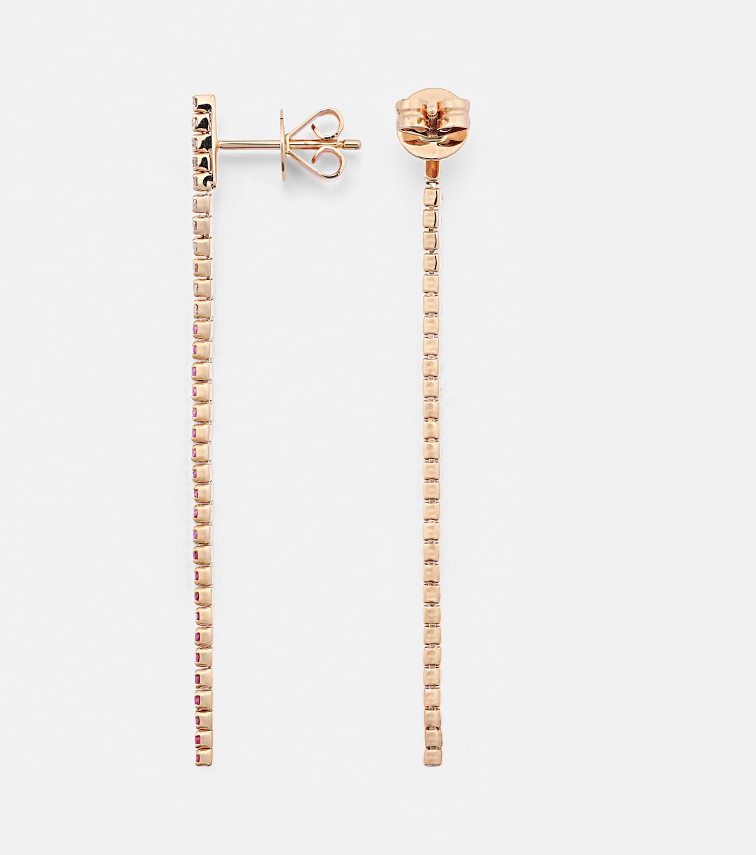Boucles d’oreilles Single Thread Drop en or rose 18 ct et diamants | Shay Jewelry