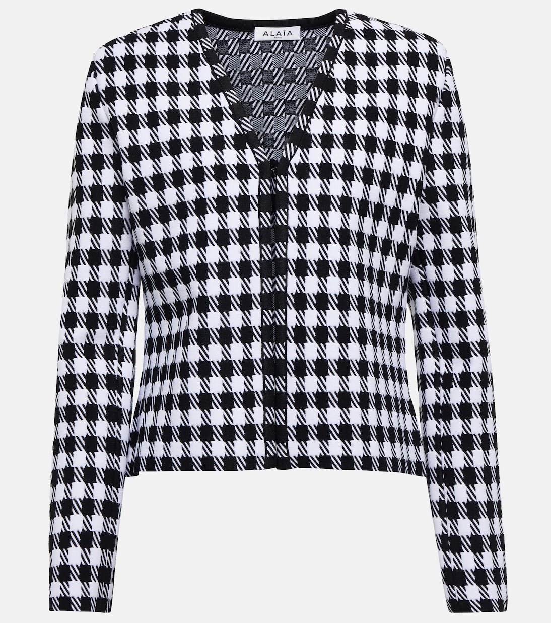 Giacca in maglia jacquard a quadri | Alaïa