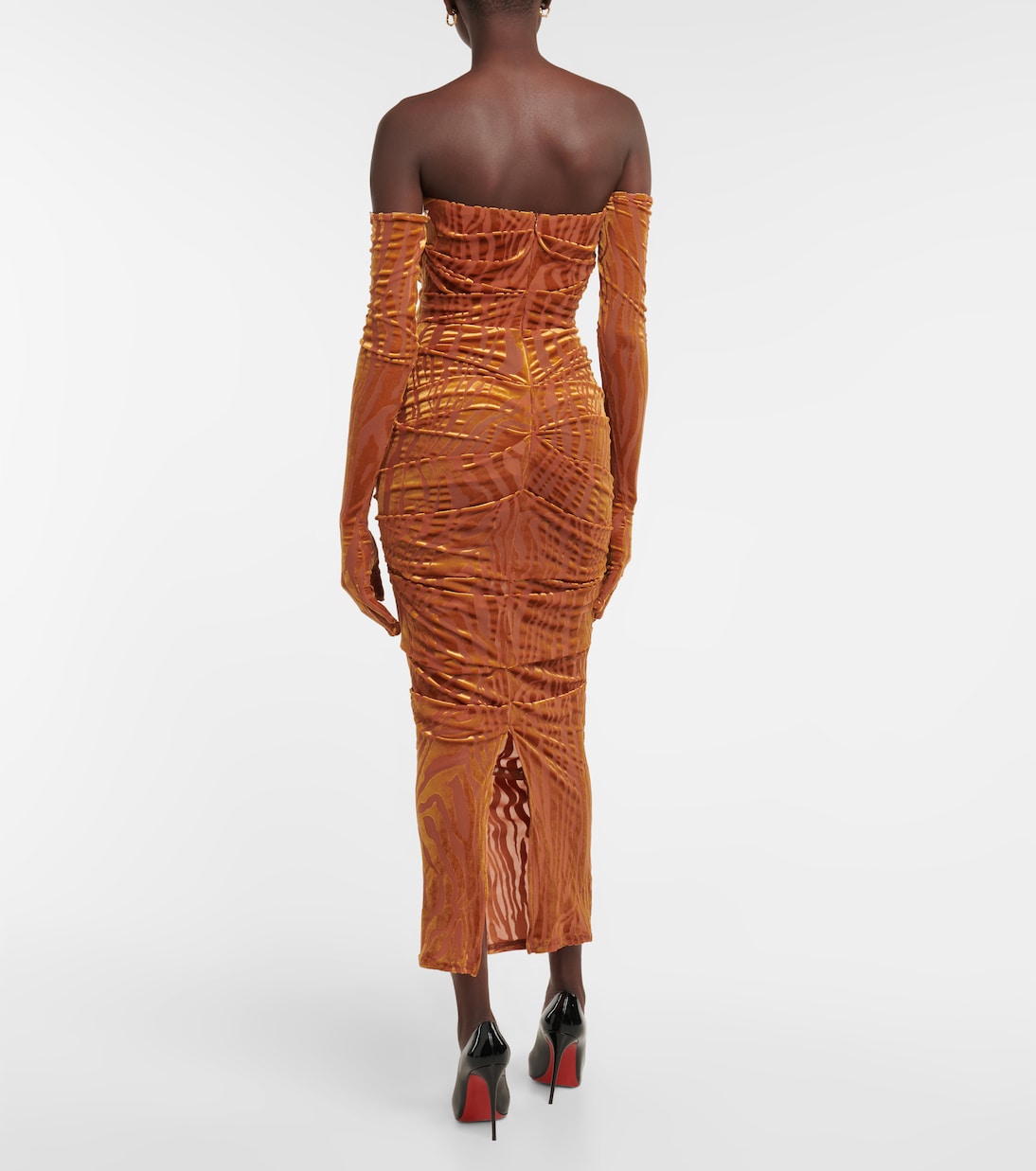 Brooks ruched midi dress with gloves | Alex Perry
