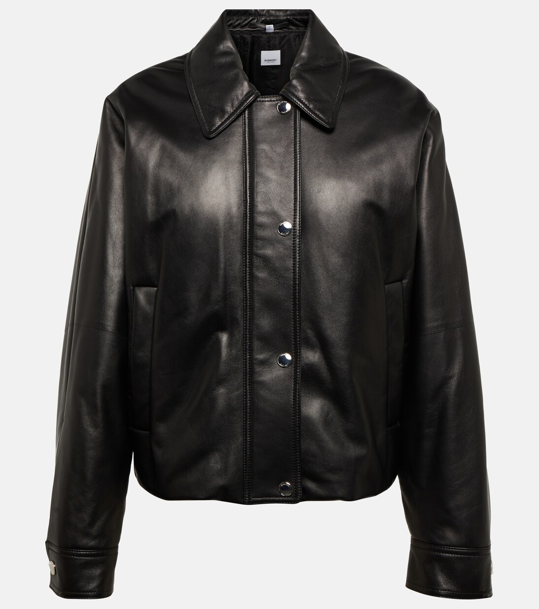 Padded leather coat deals