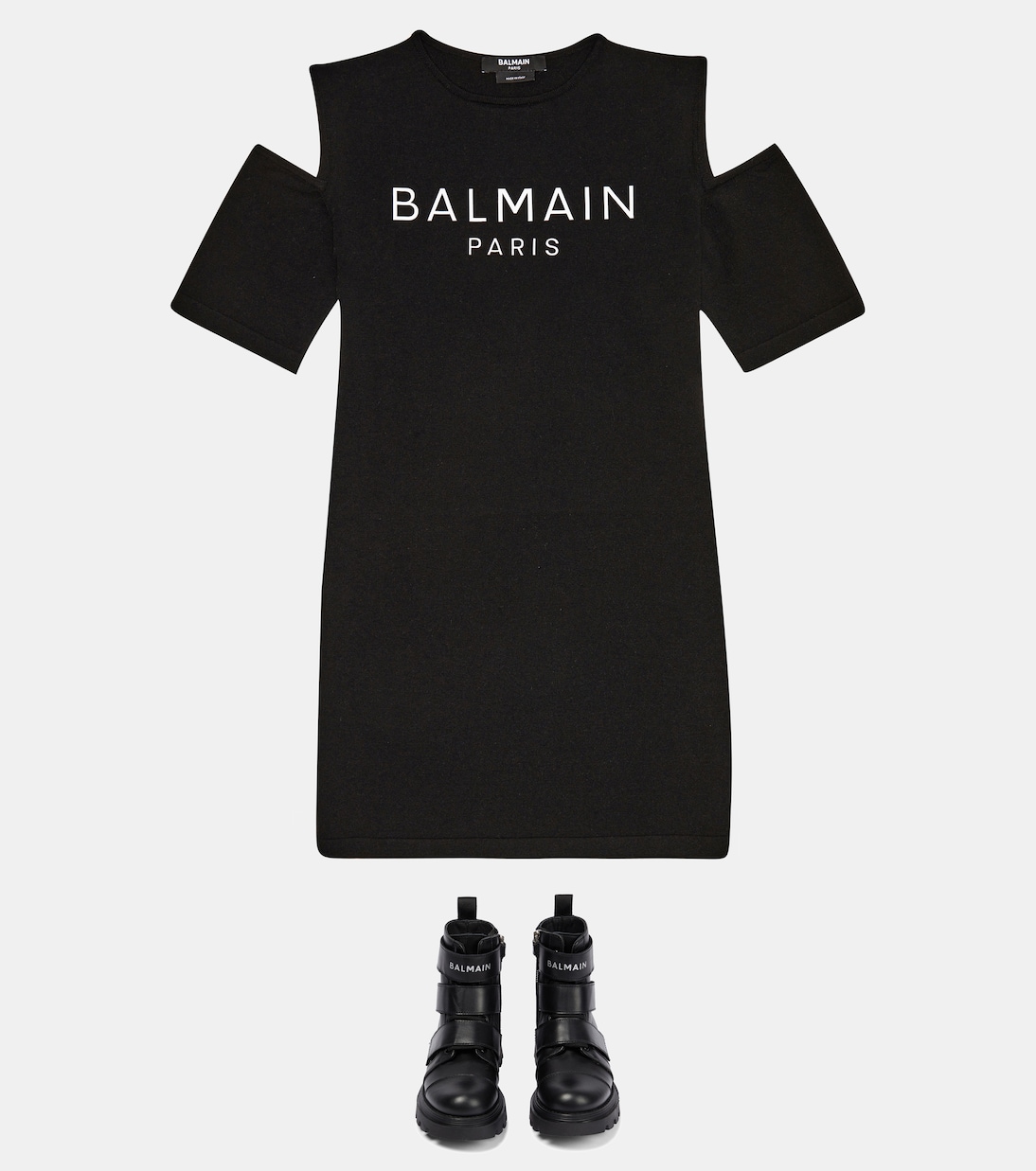 Abito con spalle scoperte e logo | Balmain Kids