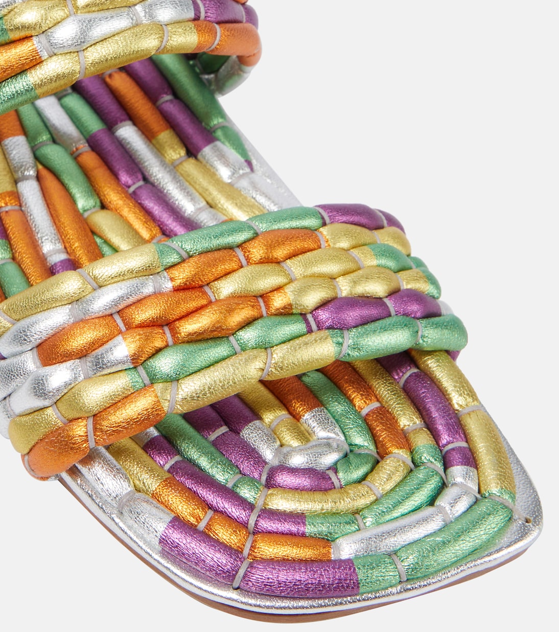 Metallic leather sandals in multicoloured - Dries Van Noten