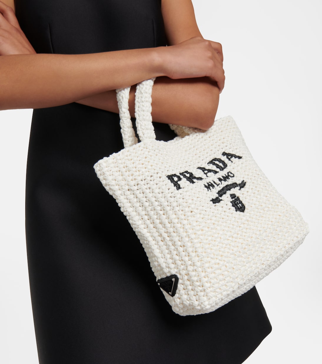Cabas Small en crochet à logo | Prada