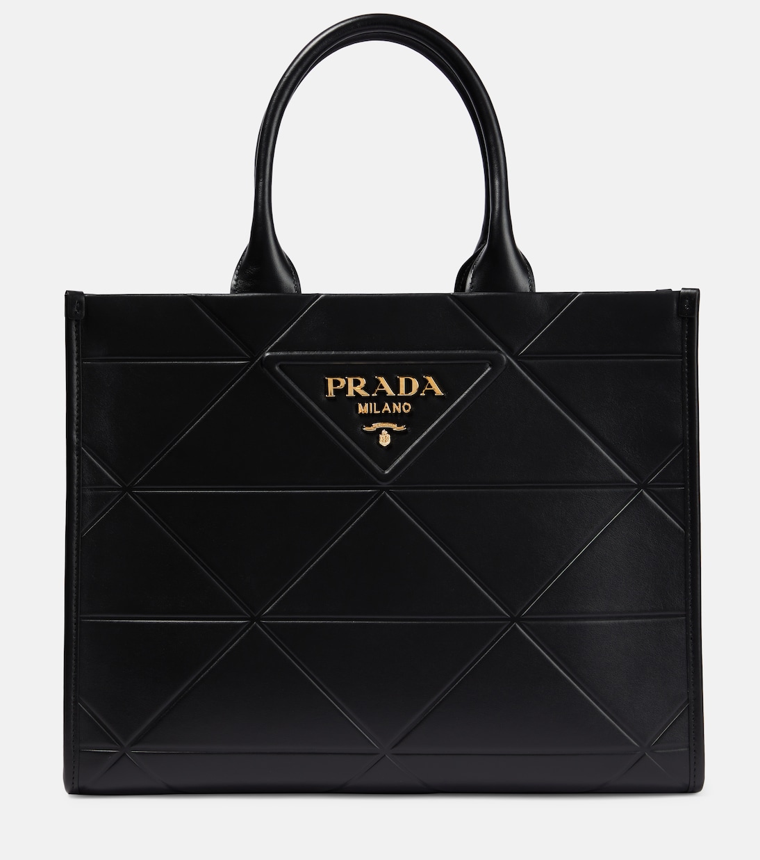 Leather Medium tote bag in black Prada Mytheresa