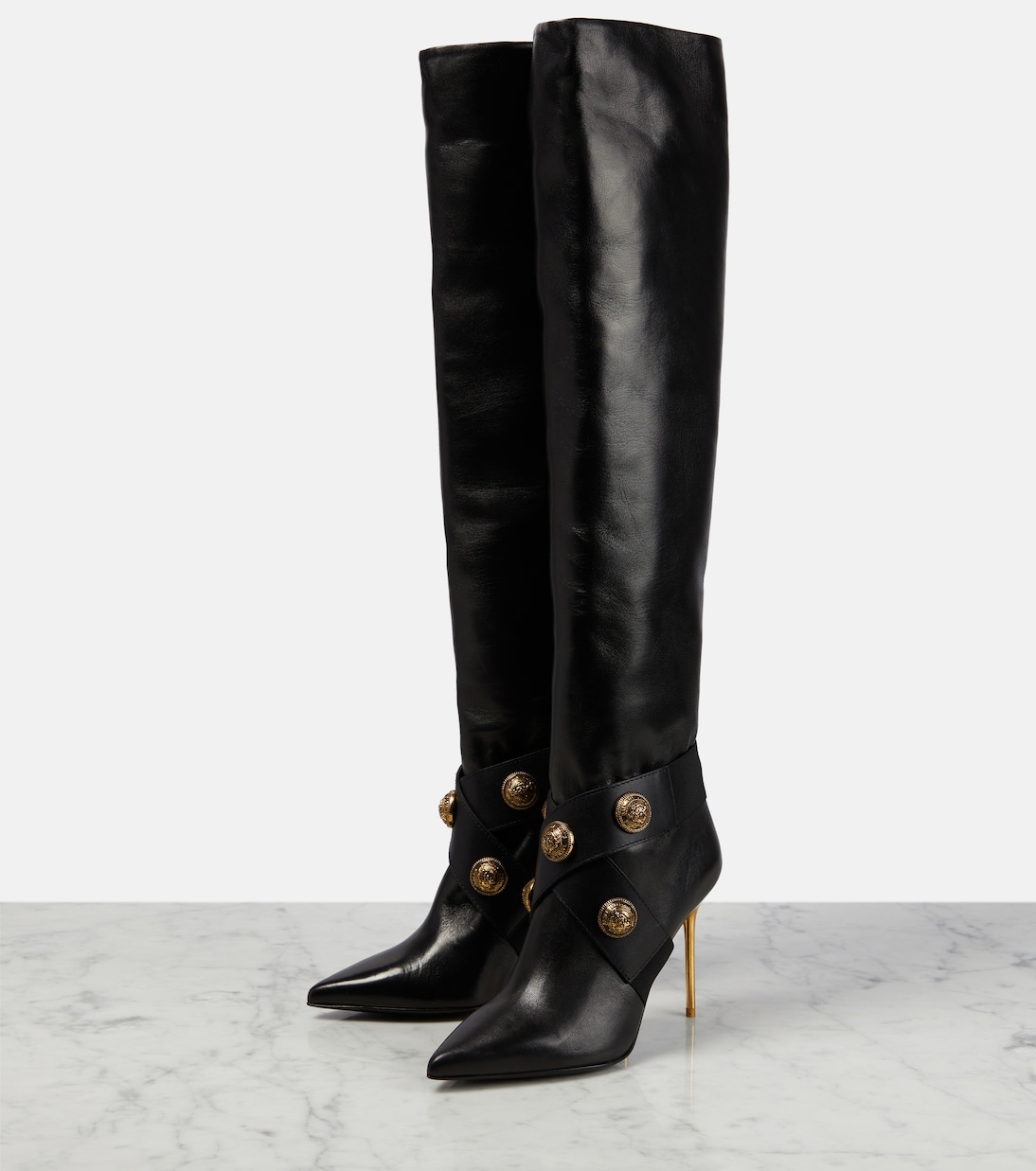 Alma leather knee-high boots | Balmain