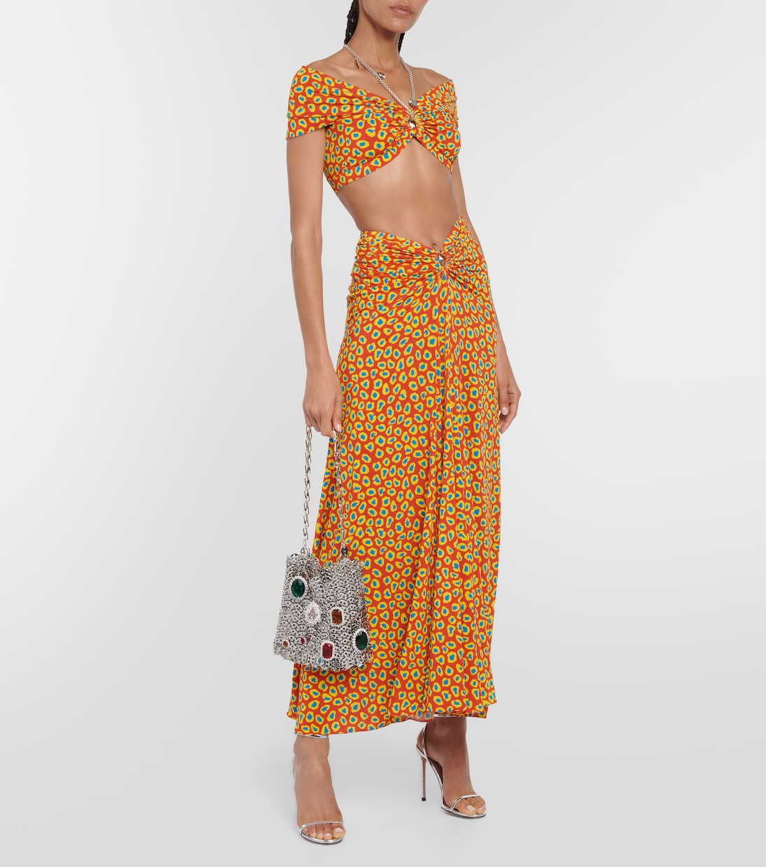 Printed strapless crop top | Rabanne