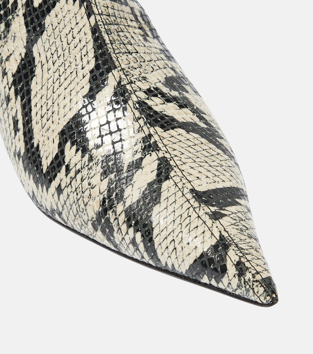 Snake-effect faux leather ankle boots | Ganni