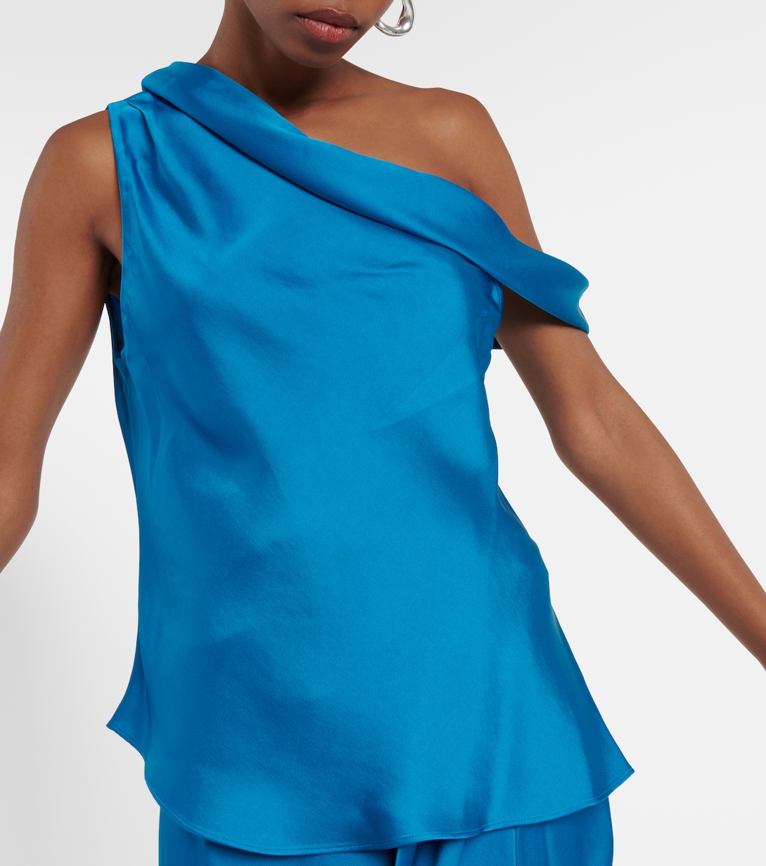 Top monospalla Lexy in raso drappeggiato | Simkhai